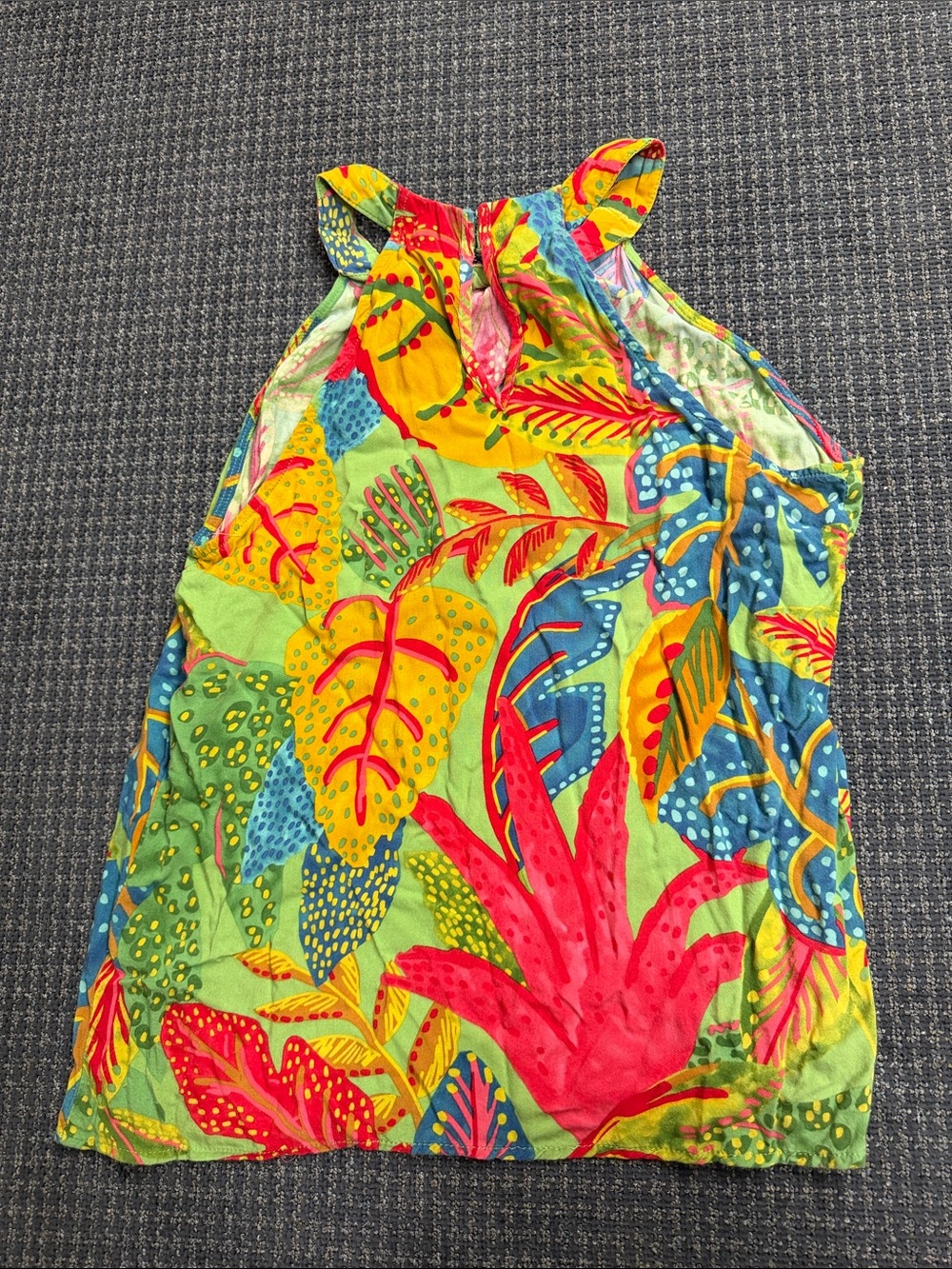 Christian Siriano Multicolor Tropical Leaf Tank Top - Green, Yellow, Red, Blue - Picture 7 of 8